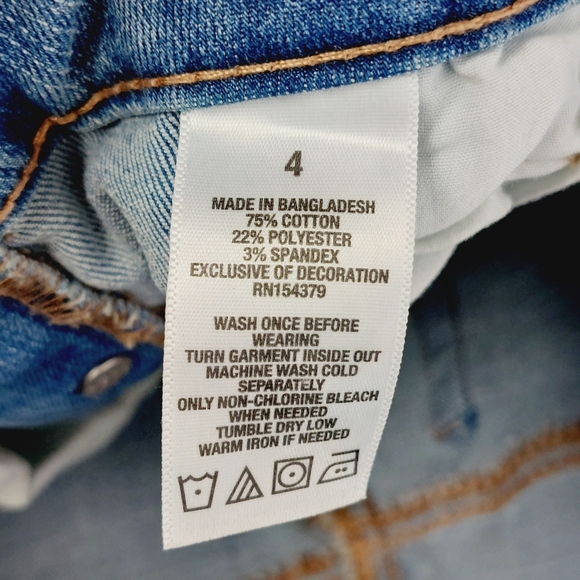 Aero Super High Rise Button Fly Distressed Stretch Denim Shorts P2719 - Picture 7 of 8